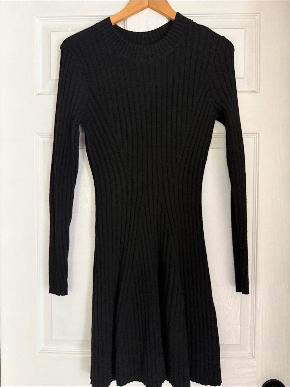 Hollister Black Ribbed Long-Sleeve Knit Dress